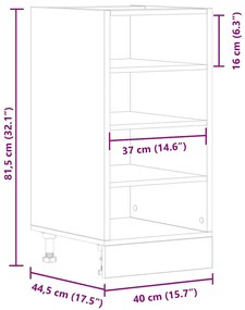Κάτω ντουλάπι καφέ δρυς 40x44,5x81,5 cm Κατασκευασμένο ξύλο - Καφέ