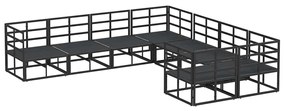 vidaXL Σετ Καναπέ Κήπου με μαξιλάρι 8 pcs Μαύρο Αλουμίνιο