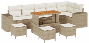 vidaXL Σετ Καναπέ Κήπου 10 pcs Μπεζ συνθετικό ρατάν