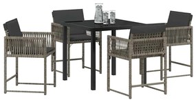 vidaXL Σέτ φαγητού για κήπο 5 pcs Γκρι συνθετικό ρατάν