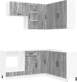 vidaXL Μονάδα κουζίνας LUCCA 8 pcs Γκρι Sonoma Επεξεργασμένο Ξύλο
