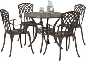 vidaXL Σέτ φαγητού για κήπο 5 pcs Μπρονζέ Αλουμίνιο