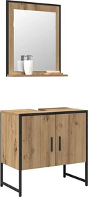 vidaXL Σετ Επίπλων Μπάνιου Επιτοίχιο 2 pcs Καφέ Επεξεργασμένο ξύλο