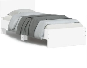 vidaXL Πλαίσιο Κρεβατιού με Κεφαλάρι/LED Λευκό 90 x 190 εκ.