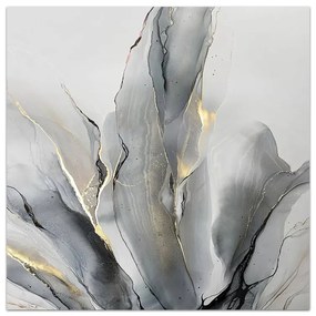 Πίνακας σε καμβά "Abstract Grey Leaves" Megapap ψηφιακής εκτύπωσης 100x100x3εκ.