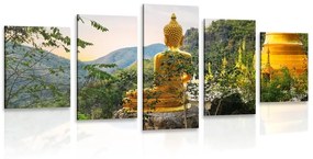 Άποψη εικόνας 5 μερών του χρυσού Βούδα - 100x50