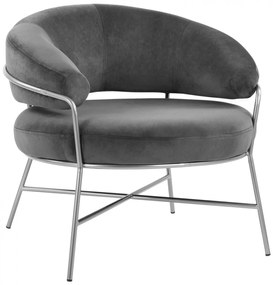 Armchair Trudi  Grey velvet with silver frame 83x75x76 cm.