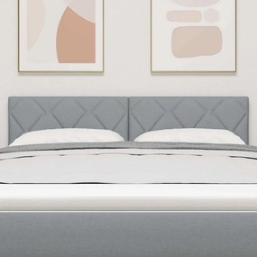 vidaXL LED κεφαλάρι Ανοιχτό γκρι 144 cm ύφασμα