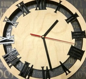 Intra απο ξύλο plywood 3mm-4mm πάχος – Ξύλινο ρολόι τοίχου με ρωμαϊκό αριθμό ρολογιού 30x30 cm INTRAVECTRY-MY556048