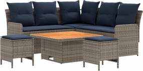 vidaXL Σύνολα επίπλων 6 τμχ. Γκρι και Navy Blue Ράτα PE