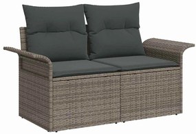 vidaXL 8 τεμάχια σετ καναπέ κήπου με γκρι πολυ rattan και ξύλο ακακίας