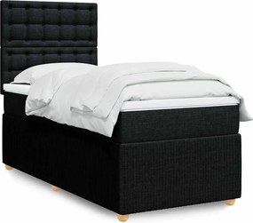 vidaXL Κρεβάτι Boxspring με Στρώμα Μαύρο 100 x 200 εκ. Υφασμάτινο
