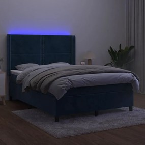 ΚΡΕΒΑΤΙ BOXSPRING ΜΕ ΣΤΡΩΜΑ &amp; LED ΣΚ. ΜΠΛΕ 140X200ΕΚ. ΒΕΛΟΥΔΙΝΟ 3139509