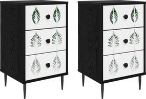 vidaXL Κομοδίνο HANAU 2 τμχ. Μαύρη Δρυς 36 x 33 x 61 εκ.