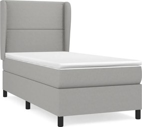 vidaXL Κρεβάτι Boxspring με Στρώμα Ανοιχτό Γκρι 100x200 εκ. Υφασμάτινο