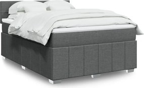 vidaXL Κρεβάτι Boxspring με Στρώμα Σκούρο Γκρι 160x200 εκ Υφασμάτινο