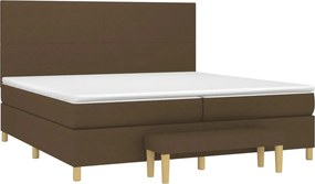 vidaXL Κρεβάτι Boxspring με Στρώμα Σκούρο Καφέ 200x200 εκ. Υφασμάτινο