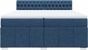 vidaXL Κρεβάτι Boxspring με Στρώμα Μπλε 200x200 εκ. Υφασμάτινο