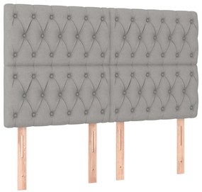 vidaXL Κρεβάτι Boxspring με Στρώμα Ανοιχτό Γκρι 140x190 εκ. Υφασμάτινο