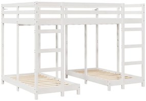 vidaXL Σκελετός Κουκέτας Τριών Επιπέδων Λευκό 140 x 200 cm