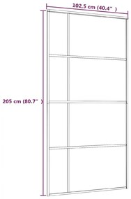 Συρόμενη Πόρτα Μαύρη Αμμοβολή 102,5x205 εκ. Γυαλί ESG/Αλουμίνιο - Μαύρο