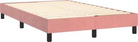vidaXL Κρεβάτι Boxspring με Στρώμα &amp; LED Ροζ 120x200 εκ. Βελούδινο