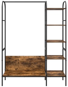 vidaXL Ράφι Ρούχων με ράφια Καπνιστή Δρυς 120x44x160 εκ. Μηχανικά Επεξεργασμένο Ξύλο