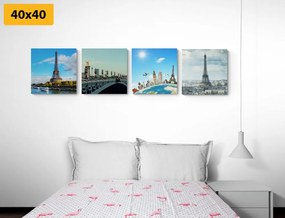 Σετ εικόνων άποψη του Πύργου του Άιφελ στο Παρίσι - 4x 60x60