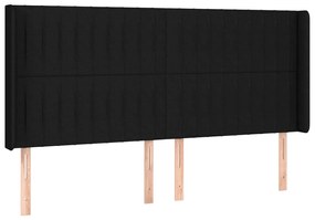 vidaXL Κρεβάτι Boxspring με Στρώμα &amp; LED Μαύρο 180x200 εκ. Υφασμάτινο