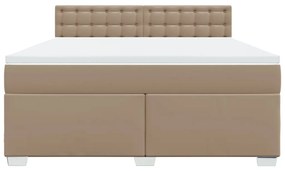 vidaXL Κρεβάτι Boxspring με Στρώμα Καπουτσίνο 180x200 εκ. Συνθ. Δέρμα