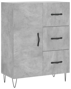 vidaXL Ντουλάπι Γκρι Σκυροδέματος 69,5x34x180 εκ. Επεξεργασμένο Ξύλο