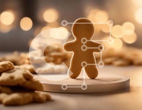 Intra Συλλεκτικό Ξύλινο Παζλ Plywood  4mm - Gingerbread Man με μπισκότα στο τραπέζι Σε Ξύλινο Κουτί - Διαστάσεις: 10x10 cm – 25 κομμάτια
