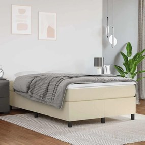 VidaXL Κρεβάτι Boxspring με Στρώμα Κρεμ 120x200εκ. από Συνθετικό Δέρμα