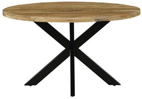 Τραπέζι Royalty μασίφ ξύλο mango 4εκ καρυδί-πόδι μαύρο Φ130x77εκ 130x130x77 εκ.