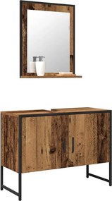 vidaXL Σετ Επίπλων Μπάνιου Επιτοίχιο 2 pcs Καφέ Επεξεργασμένο ξύλο