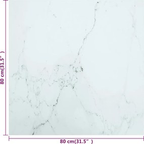 vidaXL Επιφάνεια Τραπεζιού Λευκή 80x80εκ 6 χιλ Ψημ. Γυαλί Μαρμ. Σχέδιο