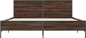 vidaXL Πλαίσιο Κρεβατιού Καφέ Δρυς 140x200 εκ. Επεξ. Ξύλο &amp; Μέταλλο