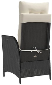 vidaXL Πολυθρόνες Κήπου Ανακλ/νες 2 τεμ. Μαύρες Συνθ. Ρατάν+Μαξιλάρια