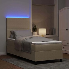 vidaXL LED Κρεβάτι με βάθρο Ανοιχτό Γκρι και Λευκό 80 x 200 cm