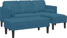 vidaXL Σετ Καναπέ με μαξιλάρι 2 pcs Μπλε Πολυεστέρας