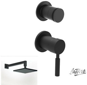 La Torre NEW TECH Black matt 12051SP-400 34374-400 Μίκτης εντ+εκτρ περ/ικός 2 εξ+Αν/μενη Κεφαλή Square 20x20εκ+Μπράτσο Τοίχου