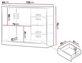 Σιφονιέρα Akron F100, Άσπρο, Ελαφριά δρυς, Με συρτάρια και ντουλάπια, Αριθμός συρταριών: 4, 93x120x40cm, 49 kg | Epipla1.gr