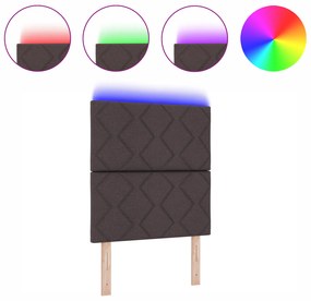 vidaXL LED Κεφαλάρι Σχέδιο Διαμαντιών Σκούρο Καφέ 80 εκ Ύφασμα