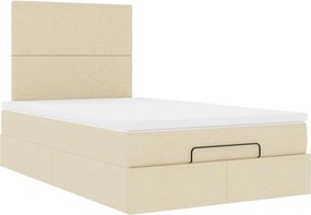 vidaXL Οθωμανικό κρεβάτι με στρώμα Cream 120x190 cm Ύφασμα