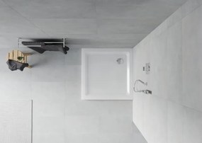 Mexen Flat τετράγωνο ντους slim 90 x 90 cm, λευκό, σιφόνι χρώμιο - 40109090