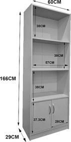 Βιβλιοθήκη Tekaro pakoworld σε λευκή απόχρωση 60x29x166εκ