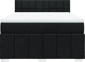 vidaXL Κρεβάτι Boxspring με Στρώμα Μαύρο 140x200 εκ. Υφασμάτινο