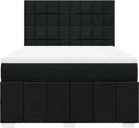 vidaXL Κρεβάτι Boxspring με Στρώμα Μαύρο 140x190 εκ. Υφασμάτινο