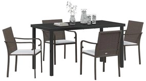vidaXL Σέτ φαγητού για κήπο 5 pcs Καφέ και Μαύρο Ράτα PE