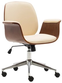 Καρέκλα Γραφείου Κρεμ από Λυγισμένο Ξύλο και Συνθετικό Δέρμα